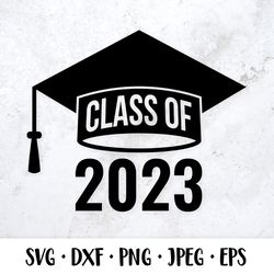 Class of 2023 lettering on graduation cap. Graduate SVG