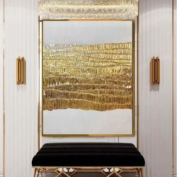 large gold leaf abstract art – stunning metallic wall painting for modern interiors