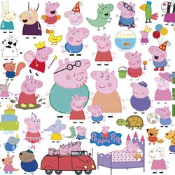 peppa pig svg, peppa pig family svg, peppa pig with teddy svg, peppa pig png