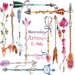 watercolor arrows clipart: "arrows clip art" tribal arrows hand drawn elements diy clipart wedding invitations clipart l