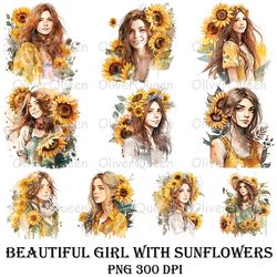 beautiful girl with sunflowers, black girl png, sunflowers girl png