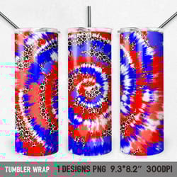 patriotic animal print tie dye tumbler sublimation designs 20 oz, abstract red blue white background digital download