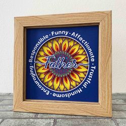 Father Definition 3D Shadow Box SVG/ Father's Day Gift SVG/ Gift For Dad/ Sunflower Father/ For Cricut Project