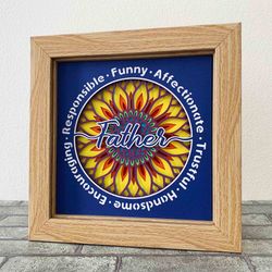 father definition 3d shadow box svg/ father's day gift svg/ gift for dad/ sunflower father/ for cricut project