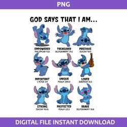god says that  i am stitch png, stich png, disney world png, disney png digital file