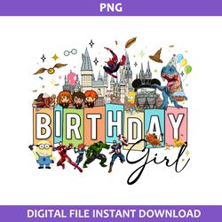 Birthday Girl Png, Disney World Png, Magic Kingdom Png, Superhero Png, Hogwarts Png, Minnios Png File