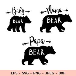 Bear Svg Mama Bear File for Cricut Baby Animal Silhouette Dxf Family Svg Papa Bear Png