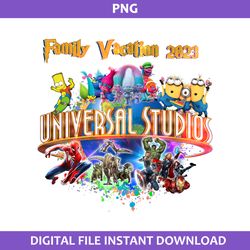 family vacation universal studios 2023 png, disneyland png, minion png, superhero png file