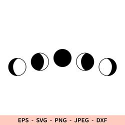 Moon Phases Svg Moon Black icon for Cricut Celestial dxf for laser cut