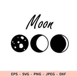 Moon Phases Svg Moon Black Sublimation for Cricut Celestial dxf for laser cut