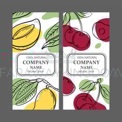 cherry and mango label templates vintage sketch vector set