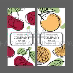 cherry and orange label templates vintage sketch vector set