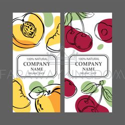 cherry and peach label templates vintage sketch vector set