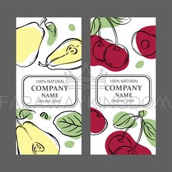 CHERRY AND PEAR Label Templates Vintage Sketch Vector Set