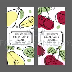 cherry and pear label templates vintage sketch vector set