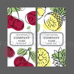 cherry and pineapple label templates vintage sketch vector