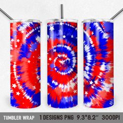 Patriotic Tie Dye Tumbler sublimation designs  20 oz, Abstract red blue white background Digital download PNG