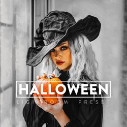10 halloween lightroom mobile and desktop presets, scary horror pumpkin spice spooky moody gothic