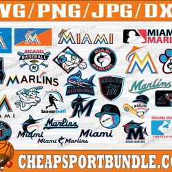 bundle 28 files miami marlins baseball team svg, miami marlins svg, mlb team  svg, mlb svg, png, dxf, eps, jpg,