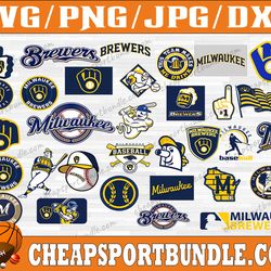 bundle 32 files milwaukee brewers baseball team svg, milwaukee brewers svg, mlb team  svg, mlb svg, png, dxf, eps, jpg,