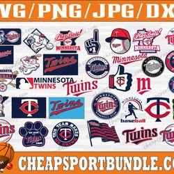 bundle 33 files minnesota twins baseball team svg, minnesota twins svg, mlb team  svg, mlb svg, png, dxf, eps, jpg,