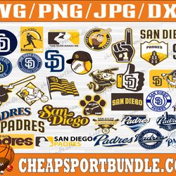 bundle 33 files san diego padres baseball team svg, san diego padres svg, mlb team  svg, mlb svg, png, dxf, eps, jpg