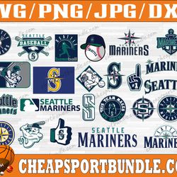 bundle 24 files seattle mariners baseball team svg, seattle mariners svg, mlb team  svg, mlb svg, png, dxf, eps, jpg,