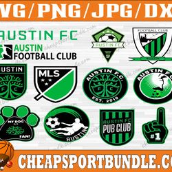 bundle 12 styles mls austin fc soccer team svg, austin fc svg, mls teams svg, mls svg, png, dxf, eps, instant download