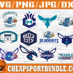 bundle 12 files charlotte hornets basketball team svg, charlotte hornets svg, nba teams svg, nba svg, png, dxf, eps