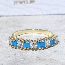 turquoise ring - december birthstone - sleeping beauty turquoise - gold ring - tiny ring - simple ring - stacking ring