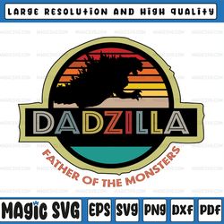 Dadzilla Father Of The Monsters Retro svg PNG Vintage Sunset Premium face mask, Father's Day, Digital Download