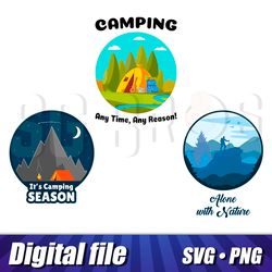 camping svg and png images, camping cricut stickers, camp cut vactor files, clipart camping sign, camping printable file
