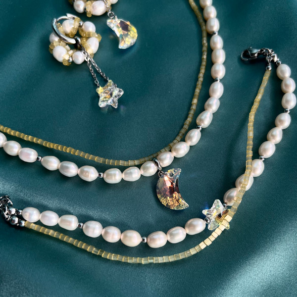 pearl swarovski jewelry set anamore