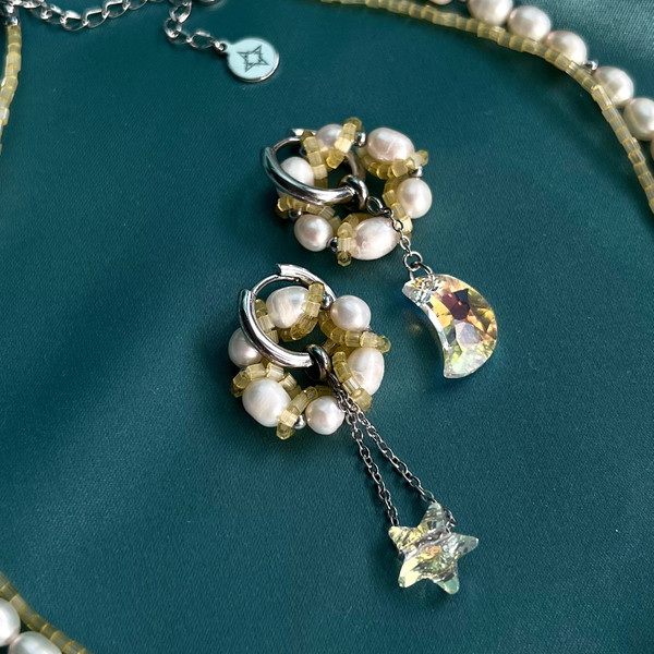 pearl swarovski earrings