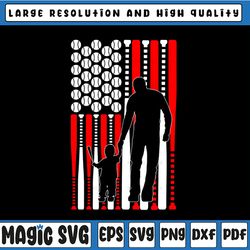daddy and son baseball matching svg, dad and son fathers day png, america flag , father's day, digital download