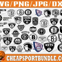 bundle 44 files brooklyn nets basketball team, brooklyn nets svg, net svg, nba teams svg, nba svg, png, dxf, eps