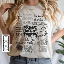 bring me the horizon lyric album song, bring me the horizon sketch, music band retro t-shirt