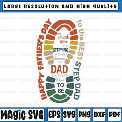 happy fathers day svg, best step dad, footprint vintage svg, step dad, father's day, digital download