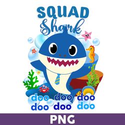 Squad Shark Png, Shark Png, Shark Birthday Png, Shark Party Png, Baby Shark Png, Family Shark Png - Download