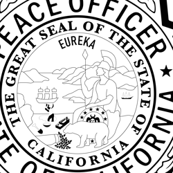 california state peace officer badge black white vector outline or line art file for cnc laser cutting, wood, metal engr
