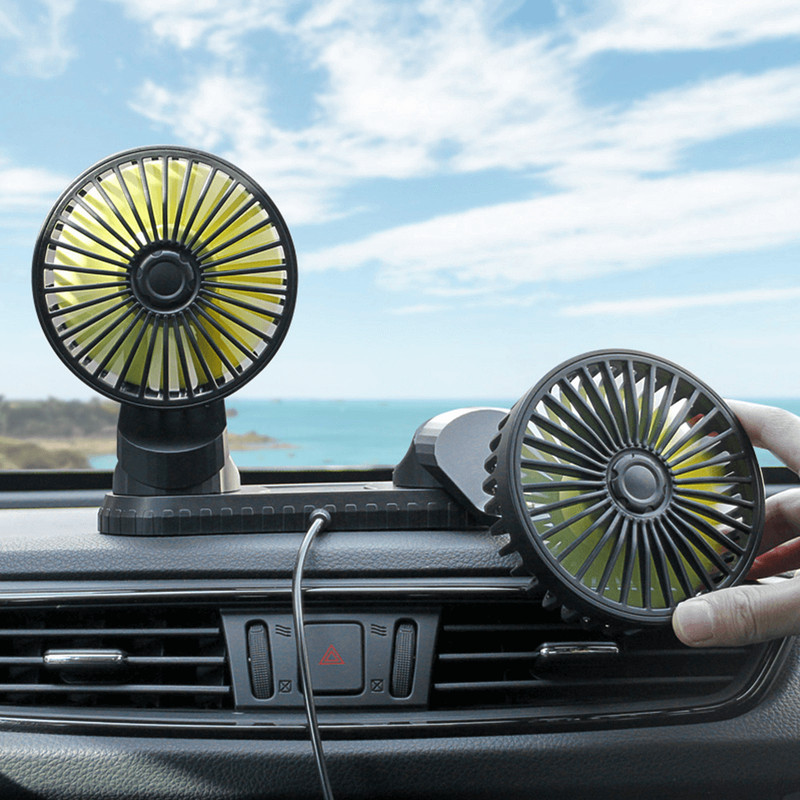 360 Degree Rotatable Car Cooling Dual Fan 3