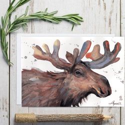 Moose painting original animal elk watercolor animals painting, watercolor animal art by Anne Gorywine