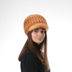 Womens Mink Caps. Ladies fur caps. Warm hat. Real fur hat. Luxury women fur caps. Beanie fur mink cap. Winter fur caps