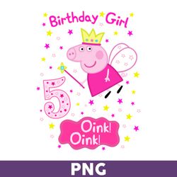 peppa pig 5 birthday girl png, girl birthday png, peppa pig png, cute peppa pig princess png - download