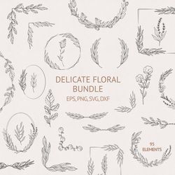 floral wreaths, laurels, dividers, corners svg. branches svg. flourish boarder svg cut files. botanical clipart svg