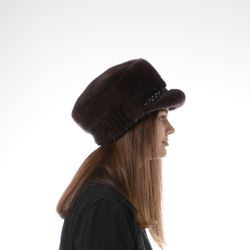 Ladies fur caps. Warm hat. Real fur hat. Luxury women fur caps. Beanie fur mink cap. Winter fur caps.Womens Mink Caps