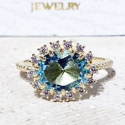 Aquamarine Ring - March Birthstone - Statement Ring - Gold Ring - Engagement Ring - Oval Ring - Cocktail Ring
