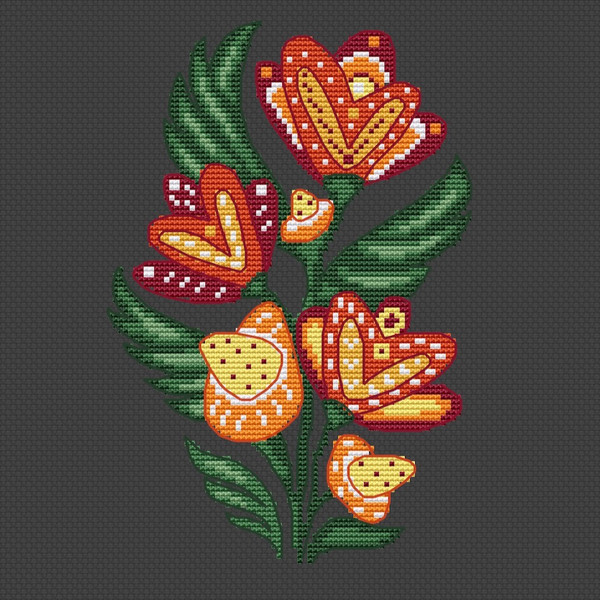 Primitive flowers cross stitch pattern