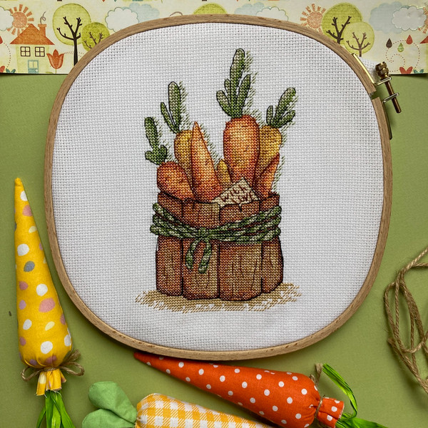 Carrot cross stitch pattern finish