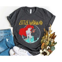 retro little mermaid ariel and sebastian shirt/ disney princess metal rock style t-shirt / rock music / magic kingdom /